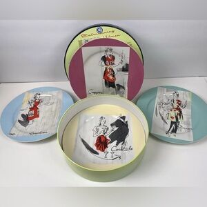 Rosanna Entertaining Women 8" Plates Set Of 4 In Box MCM 1950s Housewife